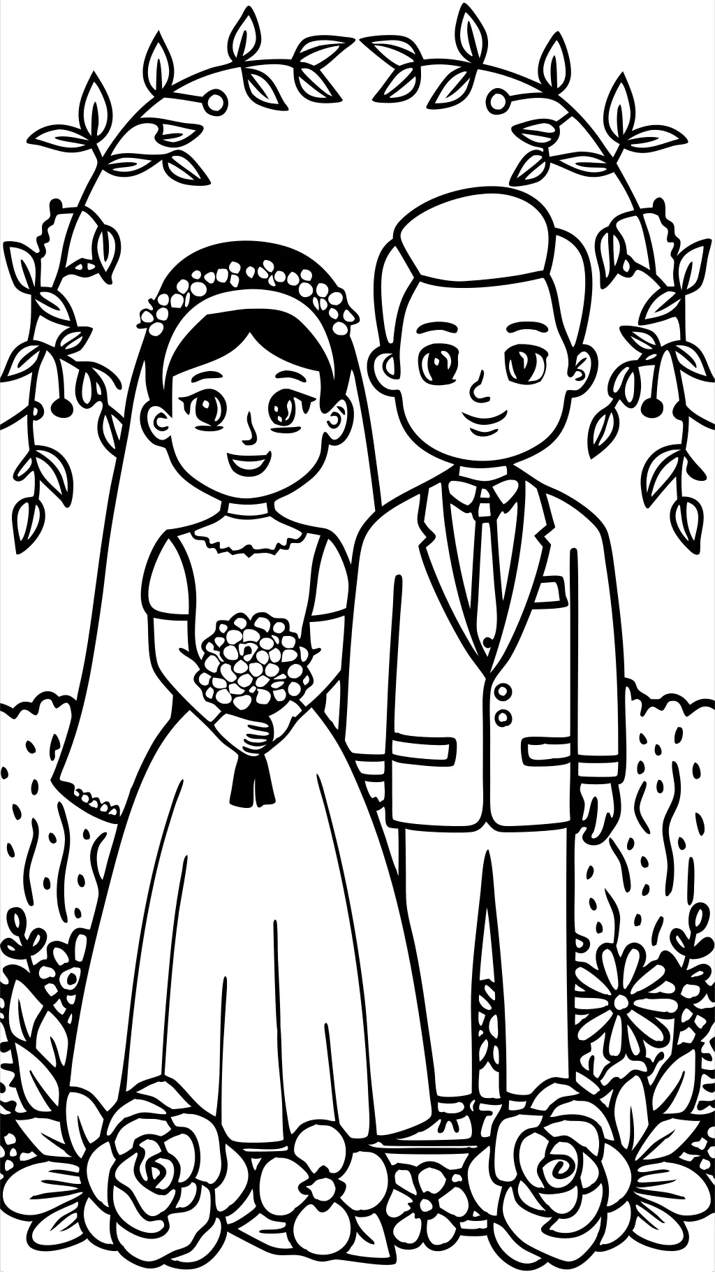 bride and groom coloring pages